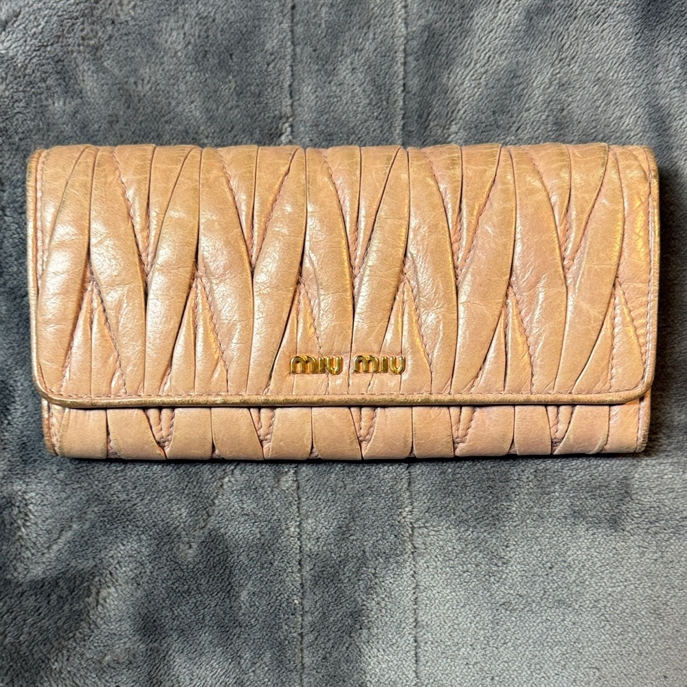 Miu Miu Beige Quilted Wallet